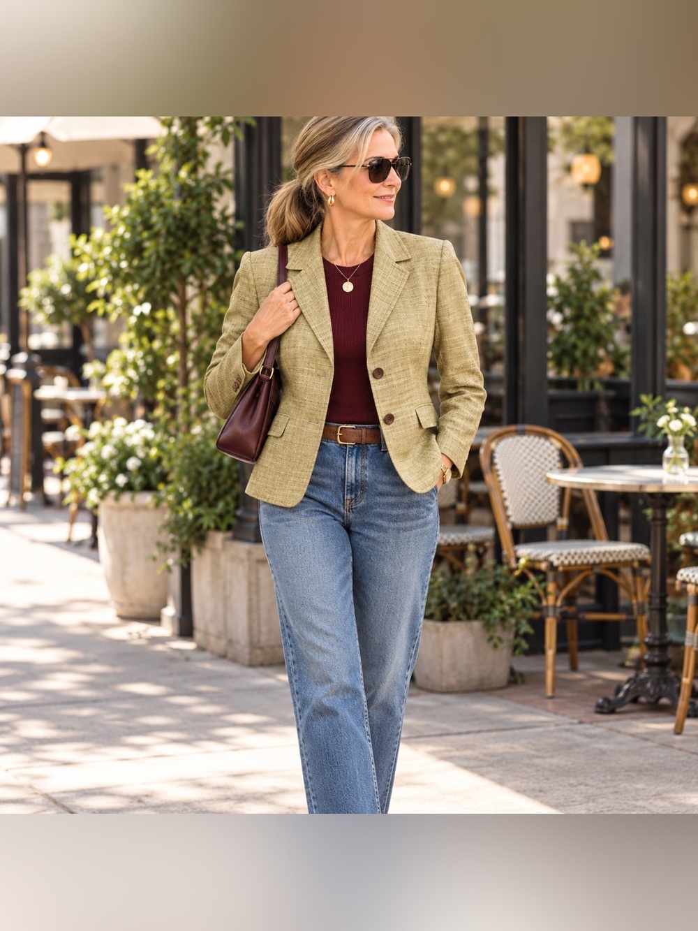Kasper Light Olive Sage  Textured Two-Button Blazer